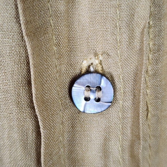 ottod'ame Button Front Fit and Flare Midi Shirt Dress  Tan Ramie Size 10/12 - Picture 3 of 16